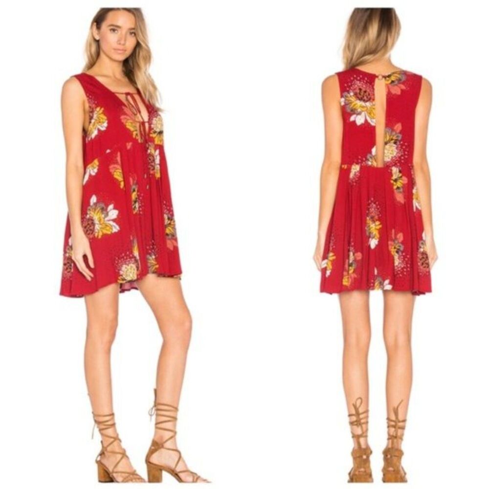 Free People Lovely Day Tunic Dress Size Large Red